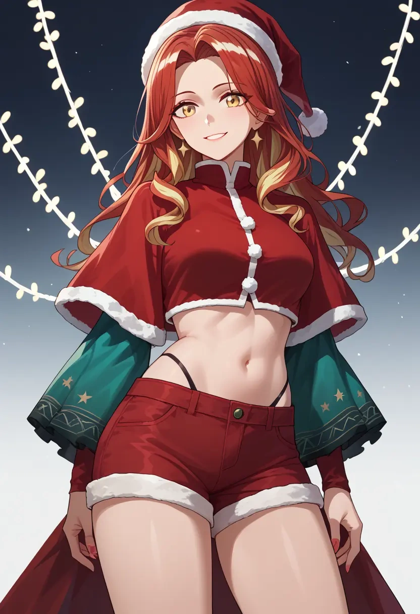 arknights,hoshiguma_(arknights),Christmas,red velvet shorts  - 