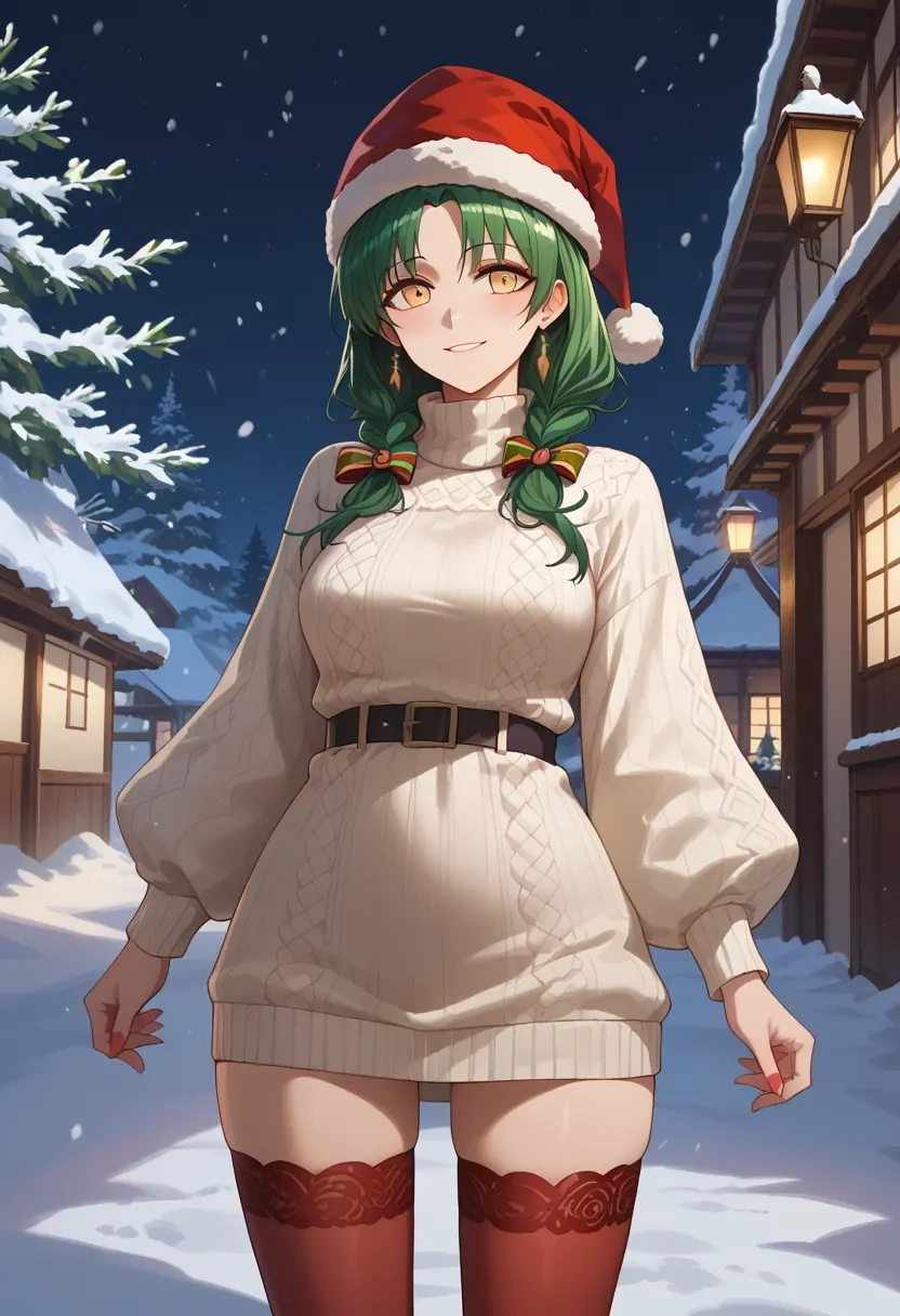 arknights,hoshiguma_(arknights),Christmas,sweater dress,stockings  - 