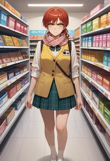 arknights,hoshiguma_(arknights),spring,student uniform,vest  - AI generated anime art