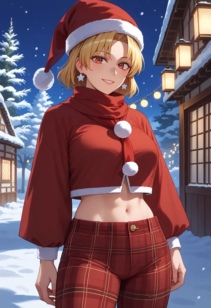 touhou,hoshiguma_yuugi,Christmas,plaid trousers  - 