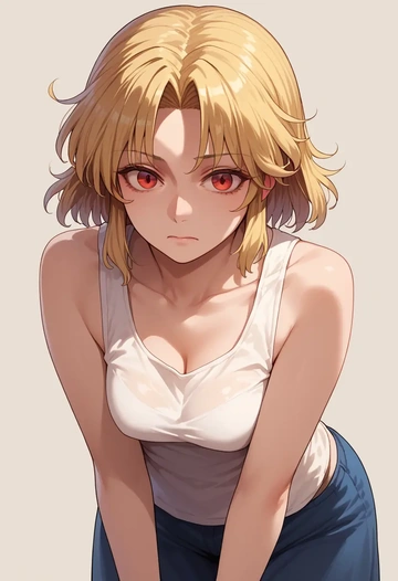 touhou,hoshiguma_yuugi,tank top,mesh,cycling shorts  - AI generated anime art