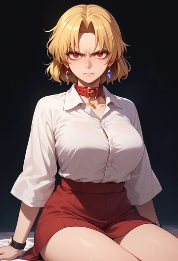 touhou,hoshiguma_yuugi,polo shirt,tennis skirt  - AI generated anime art