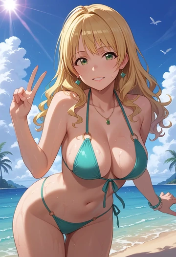 idolmaster,hoshii_miki,bikini  - AI generated anime art