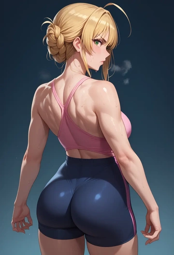 idolmaster,hoshii_miki,yoga shorts  - AI generated anime art