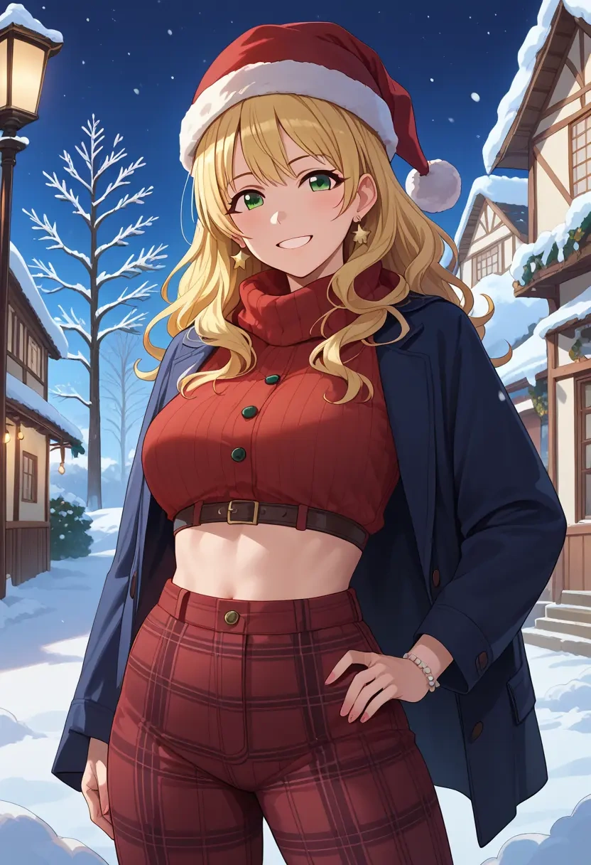 idolmaster,hoshii_miki,Christmas,plaid trousers  - 