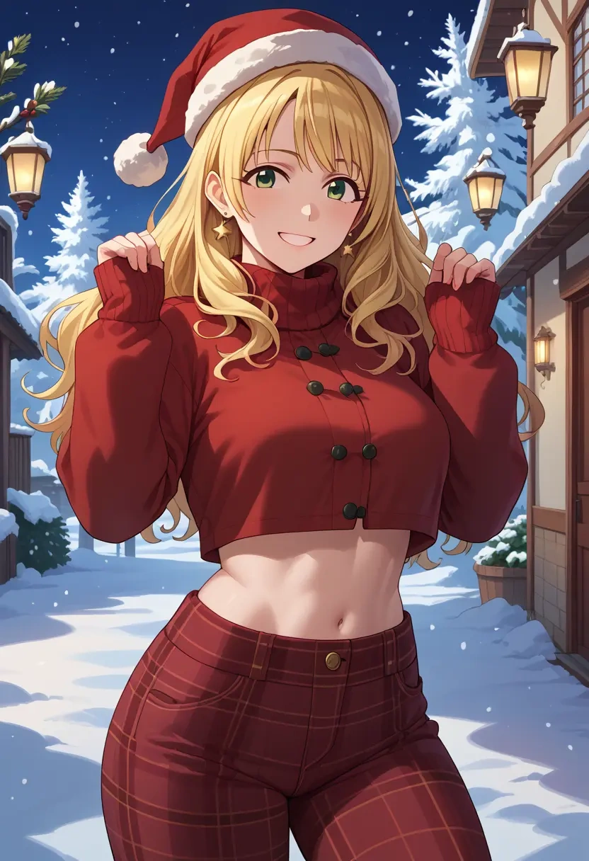 idolmaster,hoshii_miki,Christmas,plaid trousers  - 