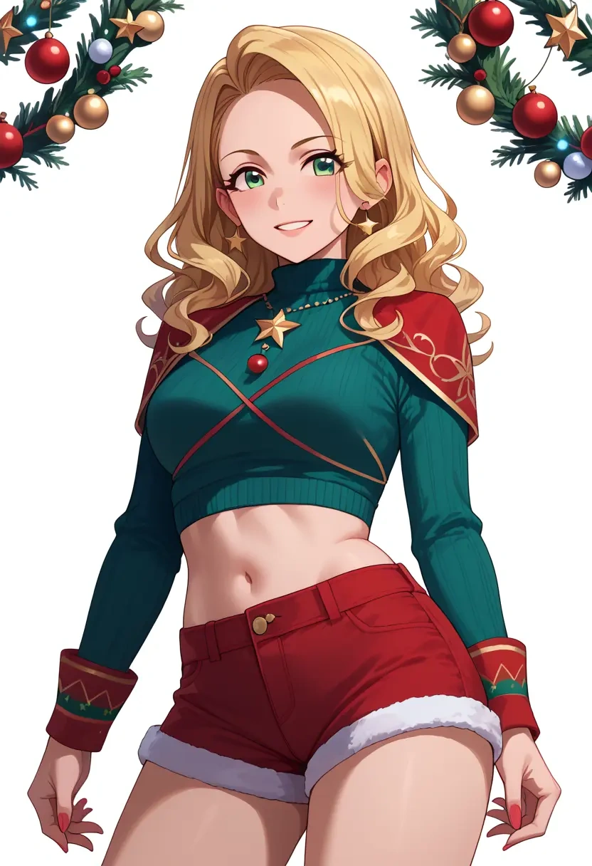 idolmaster,hoshii_miki,Christmas,red velvet shorts  - 