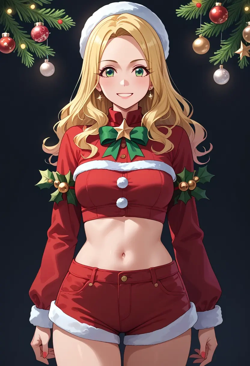 idolmaster,hoshii_miki,Christmas,red velvet shorts  - 