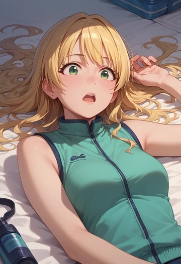 idolmaster,hoshii_miki,sports vest,capri leggings  - AI generated anime art