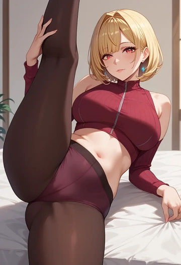 nijisanji,hoshikawa_sara,yoga, leggings,spread legs,one leg up,sexy  - AI generated anime art