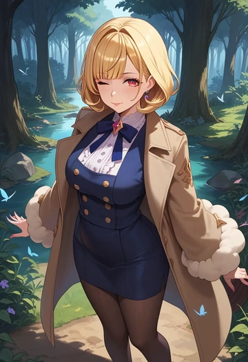 nijisanji,hoshikawa_sara,coat,long,double-breasted,pencil skirt  - AI generated anime art