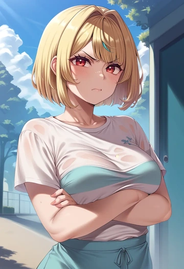 nijisanji,hoshikawa_sara,running shirt,shorts,sneakers  - AI generated anime art