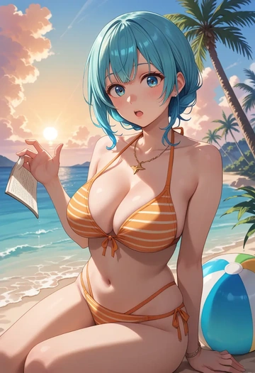 hololive,hoshimachi_suisei_(1st_costume),bikini  - AI generated anime art