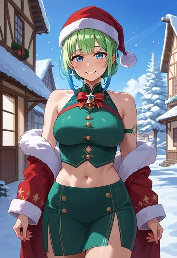 hololive,hoshimachi_suisei_(1st_costume),Christmas,dress  - AI generated anime art