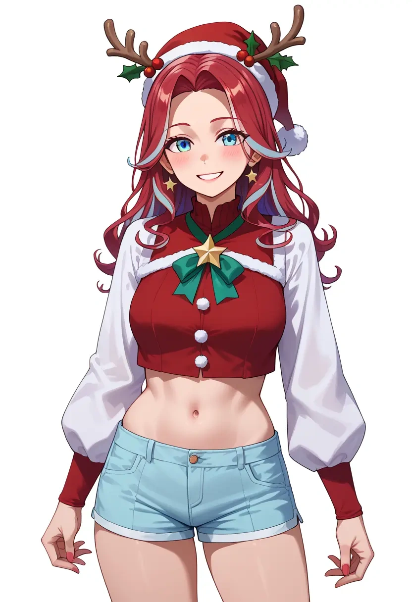 hololive,hoshimachi_suisei_(1st_costume),Christmas,red velvet shorts  - 