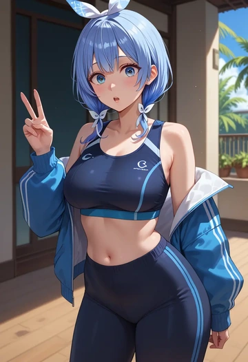 hololive,hoshimachi_suisei_(1st_costume),athletic,track suit  - AI generated anime art