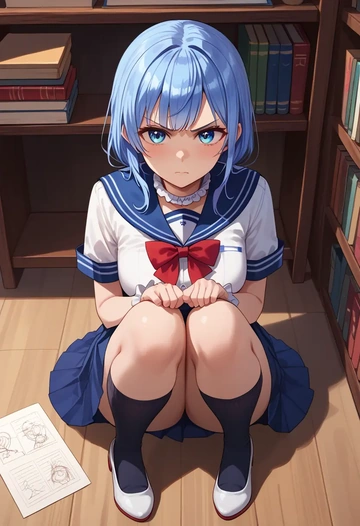 hololive,hoshimachi_suisei,sailor, uniform  - AI generated anime art