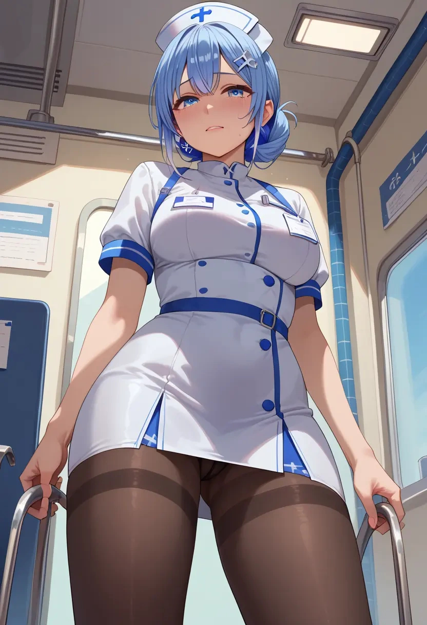 hololive,hoshimachi_suisei,nurse pantyhose,mini skirt, sexy  - 