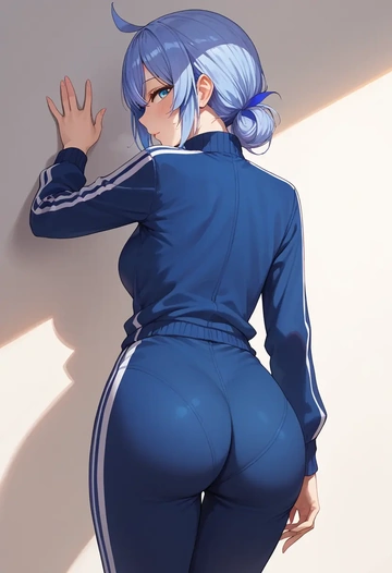 hololive,hoshimachi_suisei,track suit,back, ass  - AI generated anime art