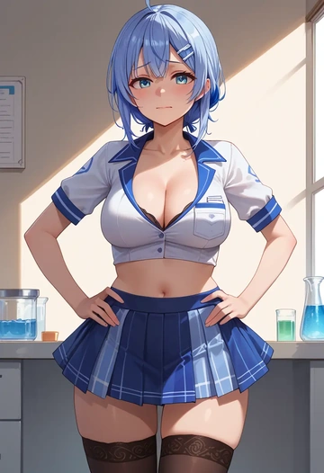 hololive,hoshimachi_suisei,mini skirt,stockings  - AI generated anime art