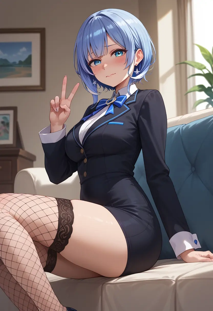 hololive,hoshimachi_suisei,secretary,stockings,sexy, panties  - 