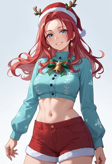 hololive,hoshimachi_suisei,Christmas,red velvet shorts  - AI generated anime art