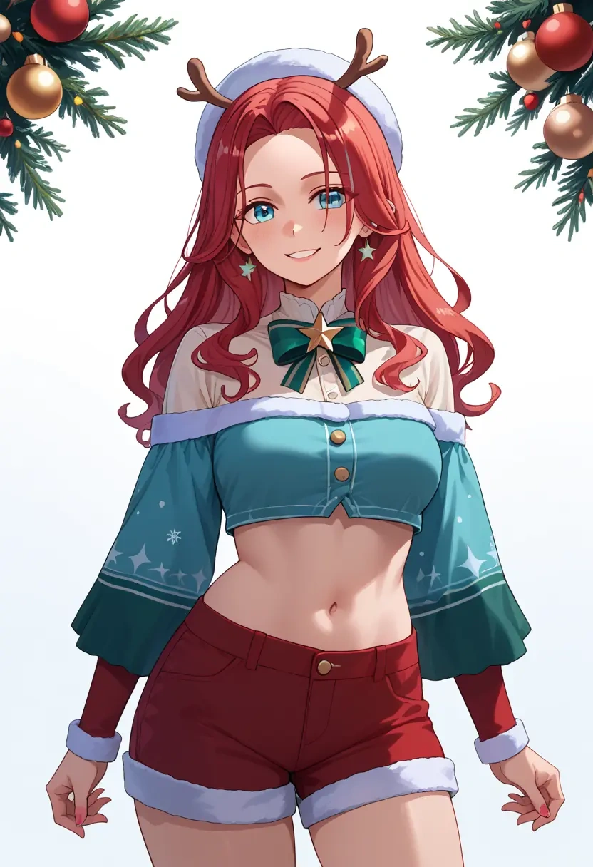 hololive,hoshimachi_suisei,Christmas,red velvet shorts  - 