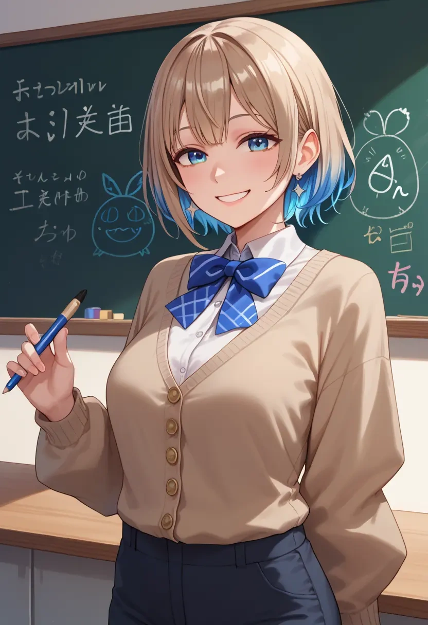 hololive,hoshimachi_suisei,teacher, sweater  - 