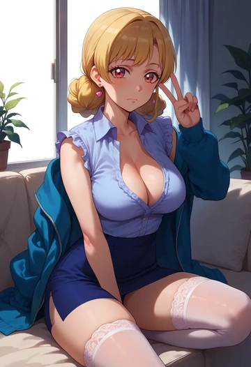 aikatsu!_(series),hoshimiya_ichigo,mini skirt, stockings  - AI generated anime art