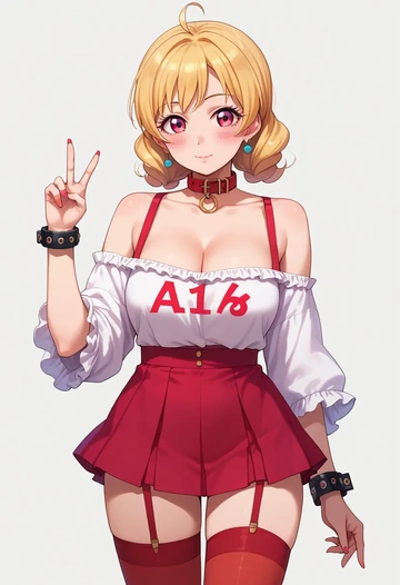 aikatsu!_(series),hoshimiya_ichigo,blushing,collar,Thigh garters  - AI generated anime art