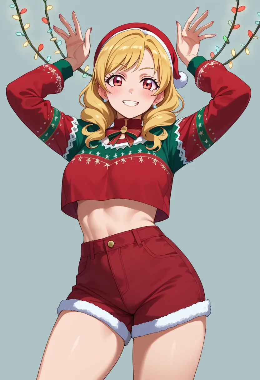 aikatsu!_(series),hoshimiya_ichigo,Christmas,red velvet shorts  - 