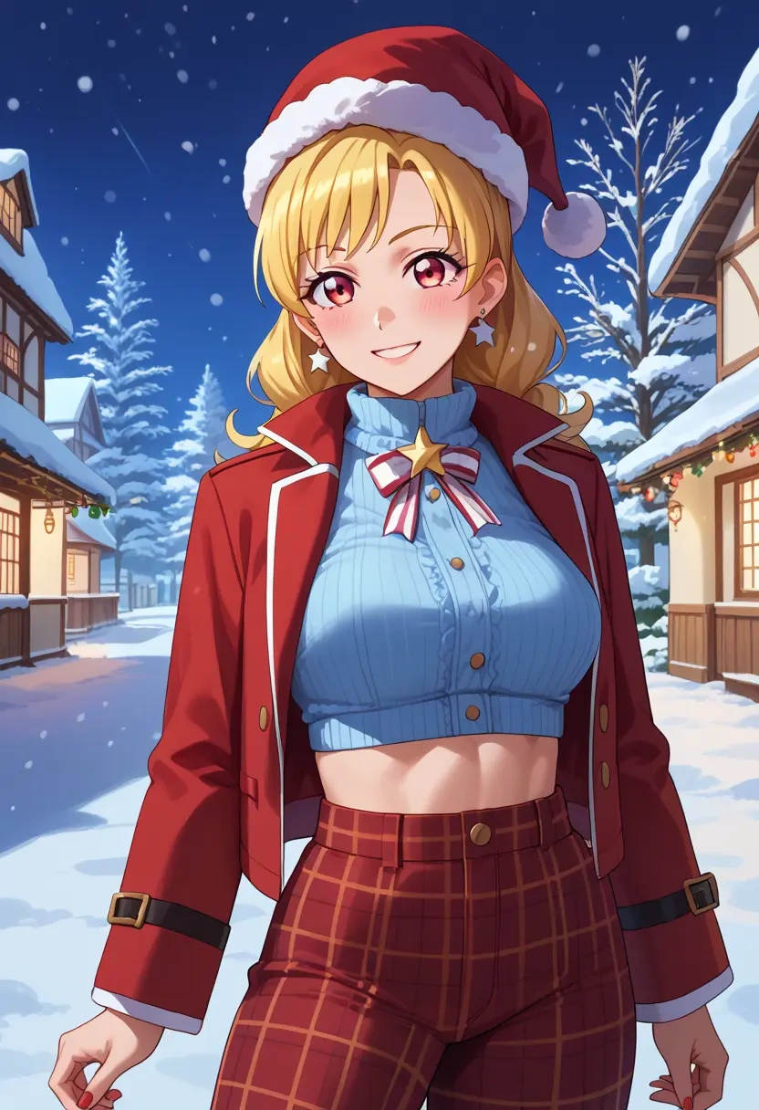 aikatsu!_(series),hoshimiya_ichigo,Christmas,plaid trousers  - 