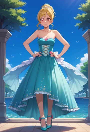 aikatsu!_(series),hoshimiya_ichigo,gown,strapless,mermaid silhouette  - AI generated anime art