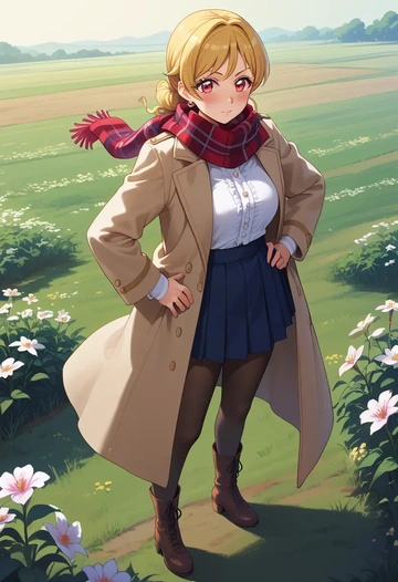 aikatsu!_(series),hoshimiya_ichigo,winter,student uniform,fur-trimmed coat  - AI generated anime art