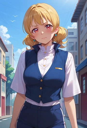 aikatsu!_(series),hoshimiya_ichigo,vest,quilted,jogger pants  - AI generated anime art