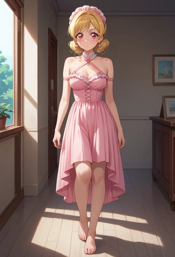 aikatsu!_(series),hoshimiya_ichigo,silk slip dress  - AI generated anime art