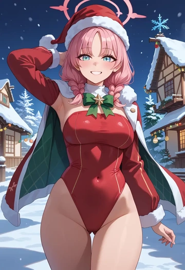 blue_archive,hoshino_(swimsuit)_(blue_archive),Christmas,dress  - AI generated anime art