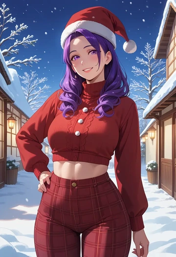 oshi_no_ko,hoshino_ai_(oshi_no_ko),Christmas,plaid trousers  - AI generated anime art