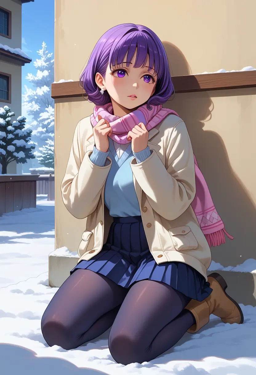 oshi_no_ko,hoshino_ai_(oshi_no_ko),winter,student uniform,puffer jacket  - 