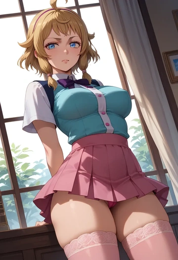 gundam,hoshino_fumina,mini skirt, stockings  - AI generated anime art