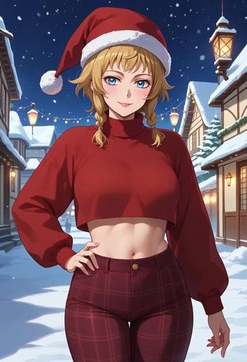 gundam,hoshino_fumina,Christmas,plaid trousers  - AI generated anime art