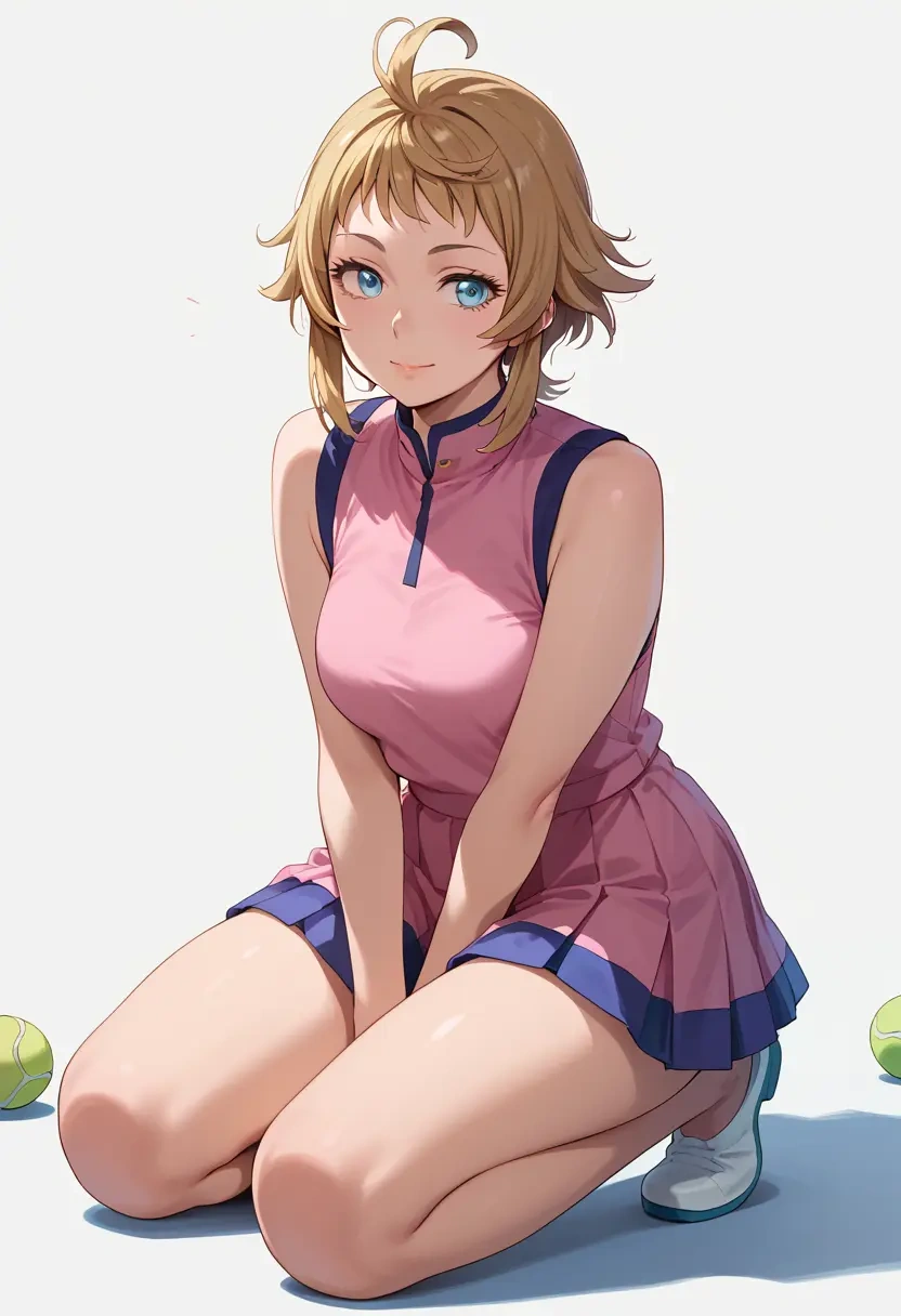 gundam,hoshino_fumina,tennis dress,visor,trainers  - 