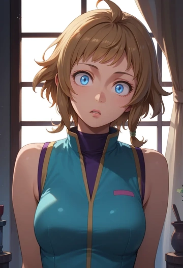 gundam,hoshino_fumina,sports vest,capri leggings  - AI generated anime art