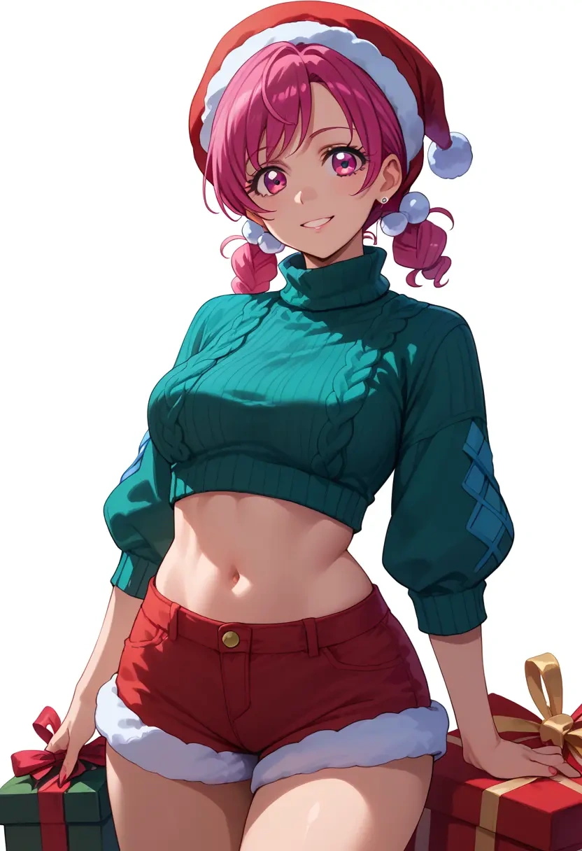 precure,hoshizora_miyuki,Christmas,red velvet shorts,turtleneck sweater  - 