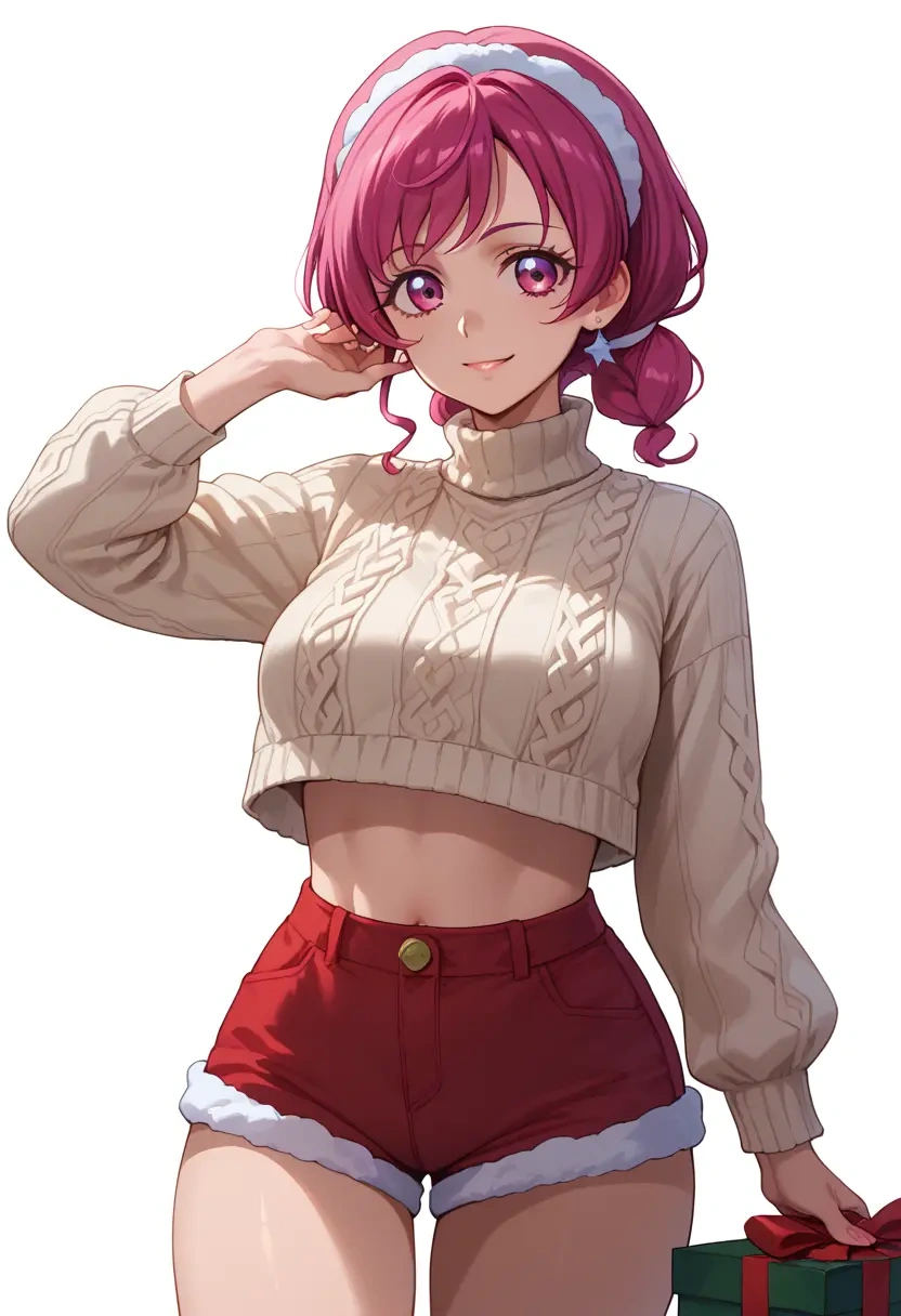 precure,hoshizora_miyuki,Christmas,red velvet shorts,turtleneck sweater  - 