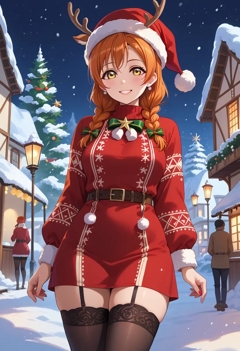 love_live!,hoshizora_rin,sweater,stockings,Thigh garters  - 