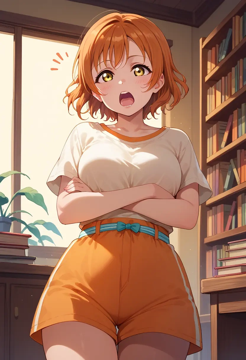 love_live!,hoshizora_rin,jogger shorts,oversized tank  - 