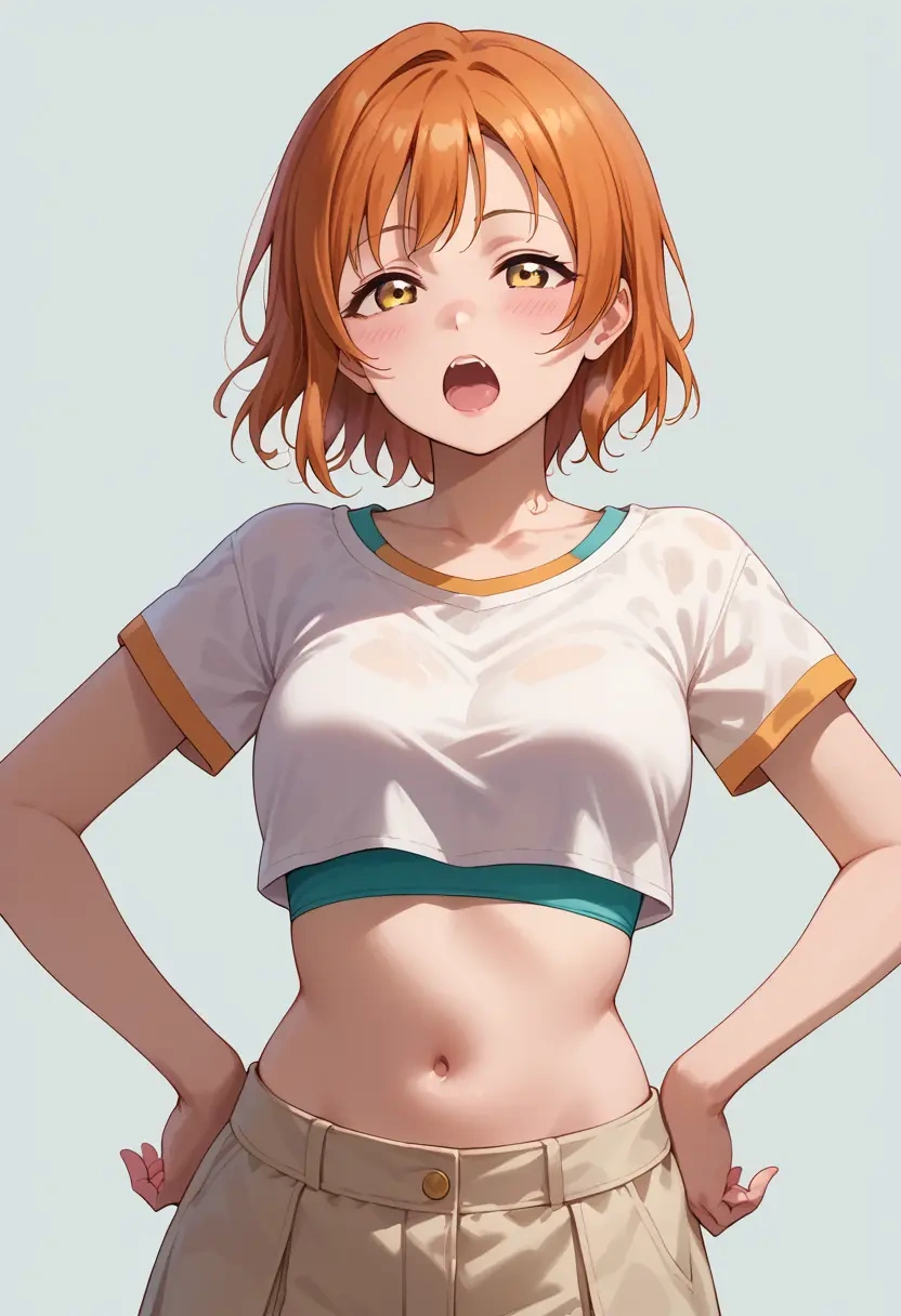 love_live!,hoshizora_rin,crop top,loose joggers,headset  - 