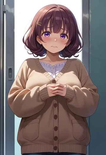 gochuumon_wa_usagi_desu_ka?,hoto_cocoa,cardigan,oversized,wide-leg pants  - AI generated anime art