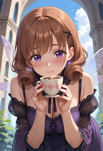 gochuumon_wa_usagi_desu_ka?,hoto_cocoa,dark fairy blouse,layered tulle skirt,glitter stockings  - AI generated anime art